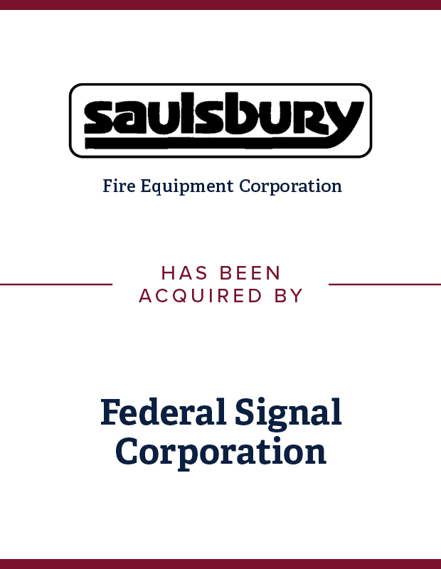 Saulsbury Fire Equipment Corporation Transaction Tombstone