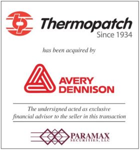 Thermopatch aquisition Tombstone that Paramax advised on